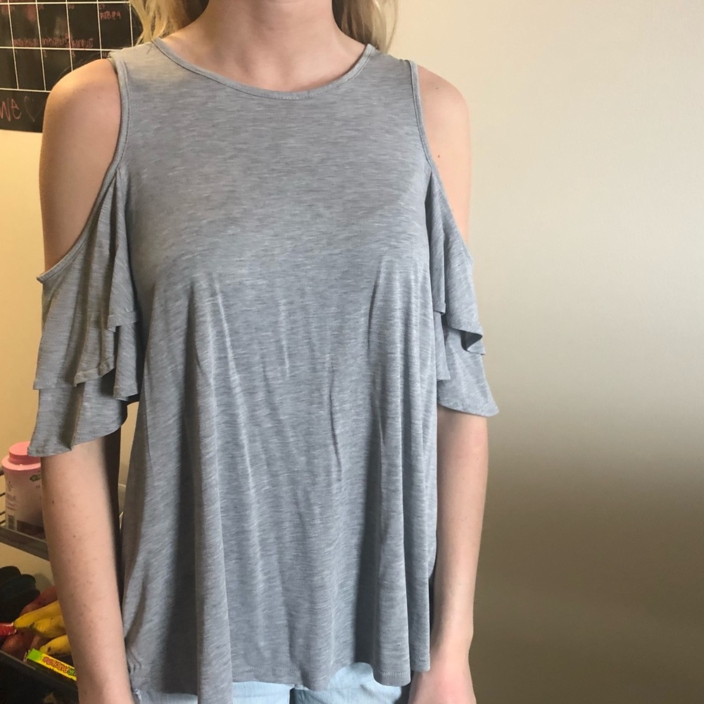 Cold Shoulder Grey top